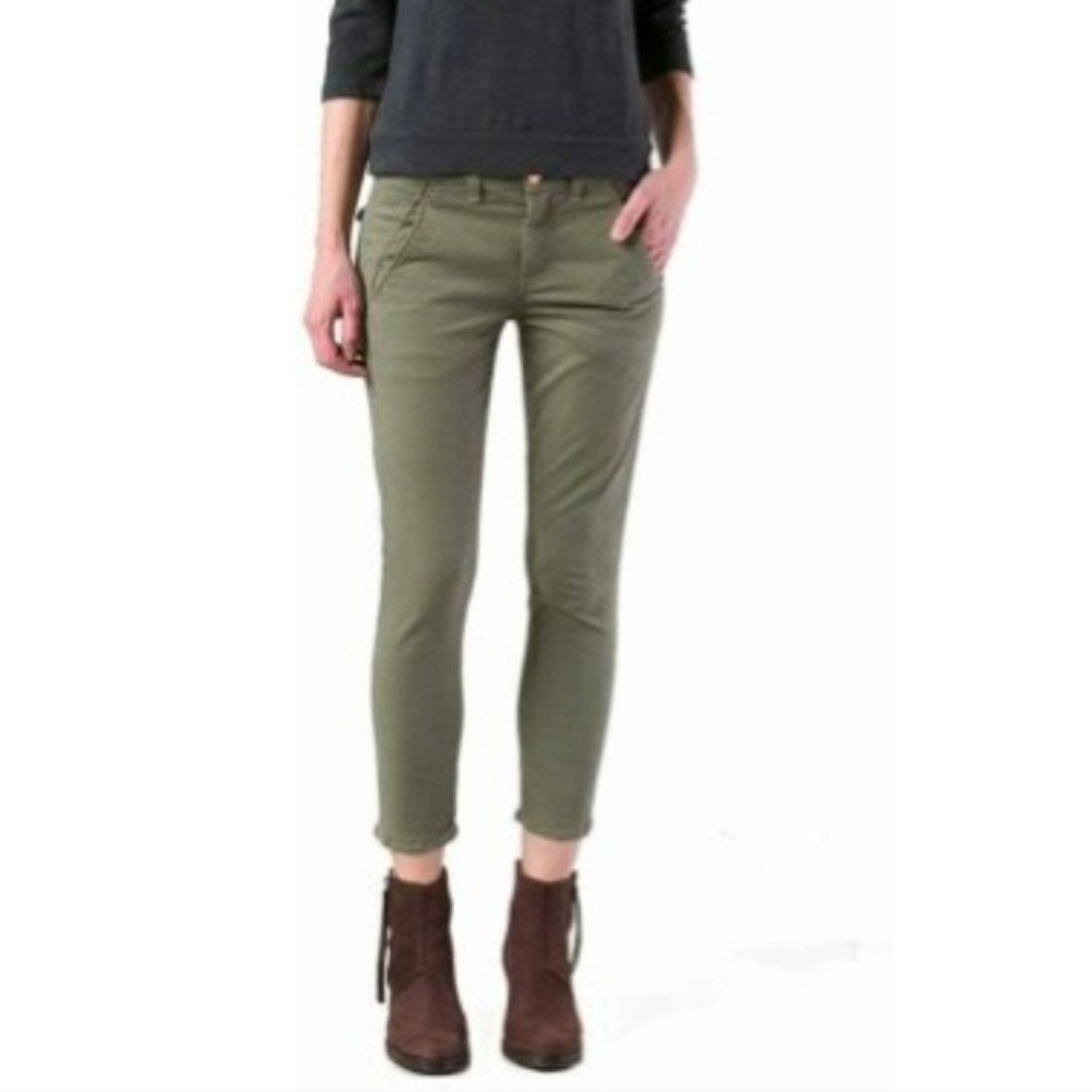 Crippen Trouser Pants Zipper Accents Army Green size 25